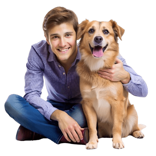 homem abraçando um cachorro